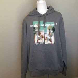 Theory men’s grey hoodie California design Be true to yourself size large used